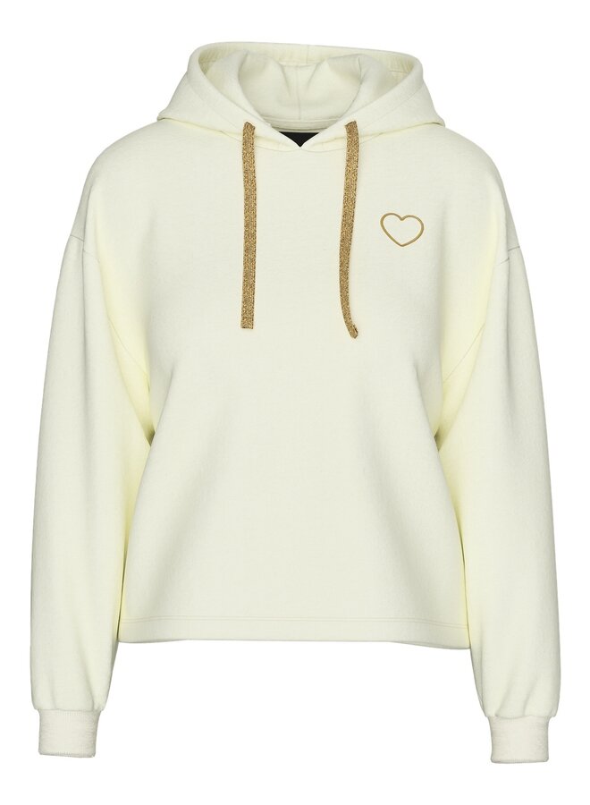 PCCHILLI LS HEART HOODIE NOOS BC White Pepper/GOLD