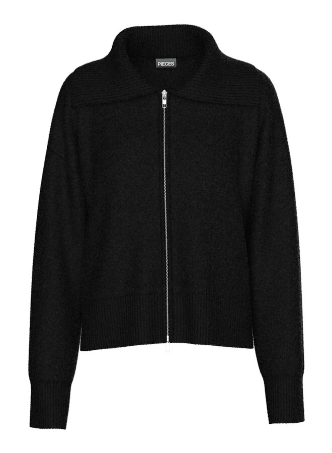 PCMALOU LS ZIP KNIT CARDIGAN NOOS BC Black