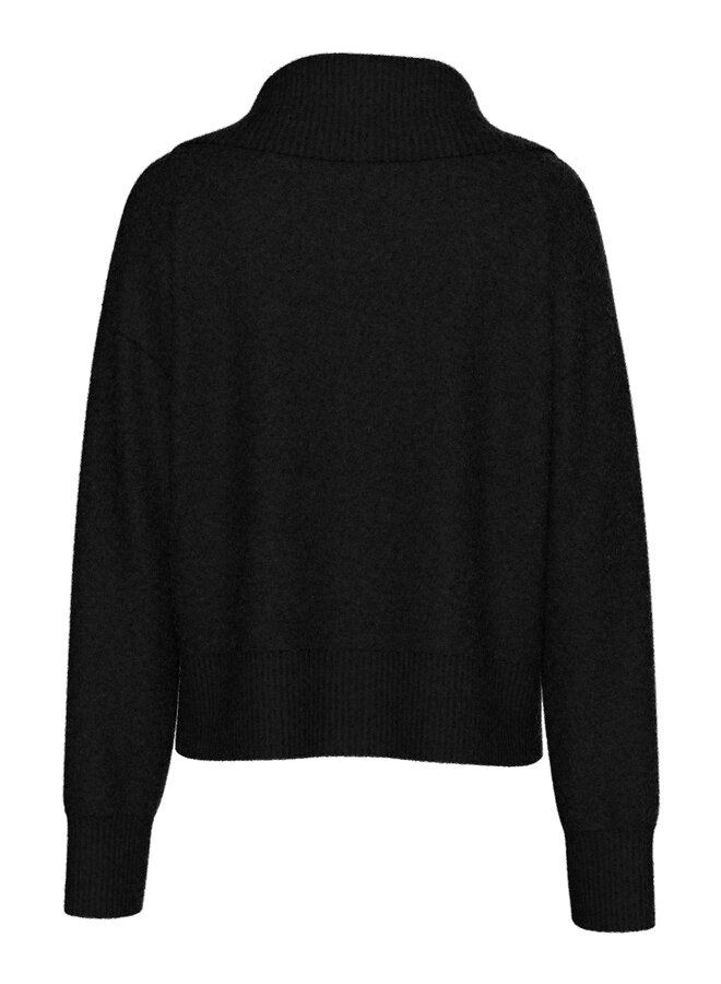 PCMALOU LS ZIP KNIT CARDIGAN NOOS BC Black