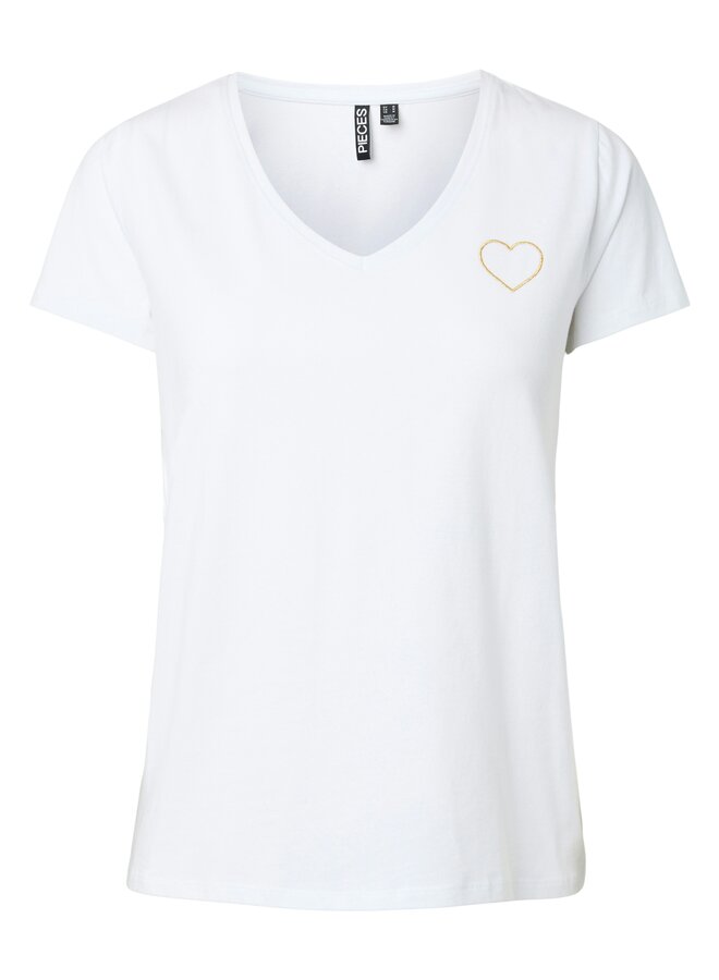 PCNEW BILLY TEE EMB JRS NOOS BC Bright White/GOLD HEART