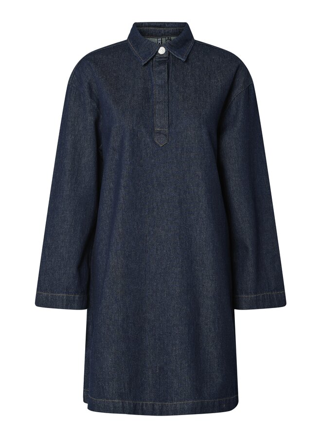 PCKENYA LS A-SHAPE DENIM DRESS NOOS BC Dark Blue Denim/RINSE