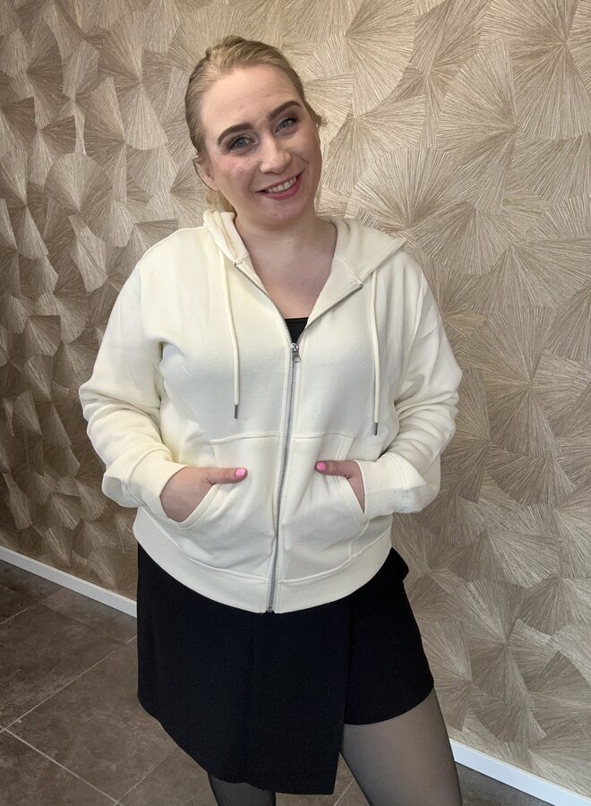 PCCHILLI LS ZIP HOODIE NOOS BC White Pepper