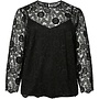 PCOLLINE LS LACE O-NECK TOP WVN NOOS Black