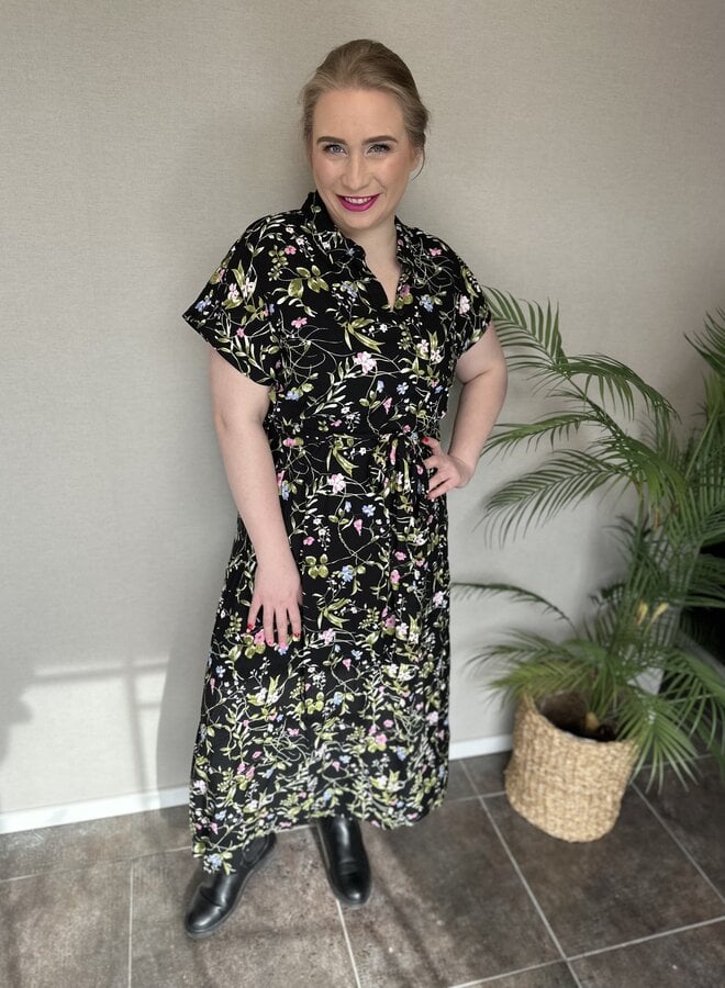 VMCEASY JOY S/S LONG TIE DRESS WVN CUR Black/Drew