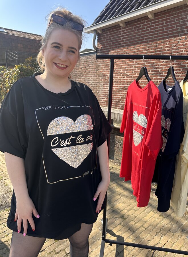 T-shirt c'est la vie (meerdere kleuren)