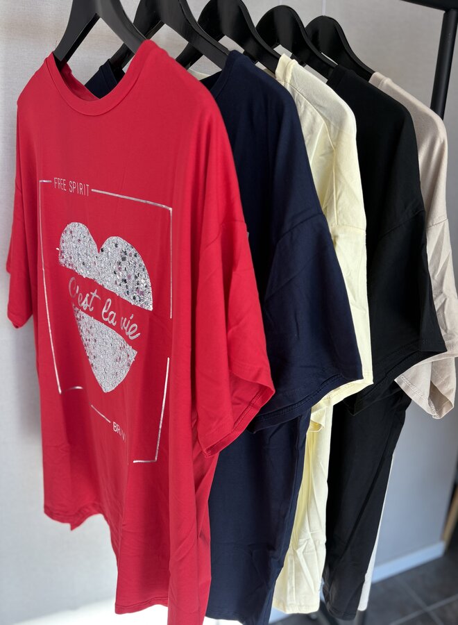 T-shirt c'est la vie (meerdere kleuren)