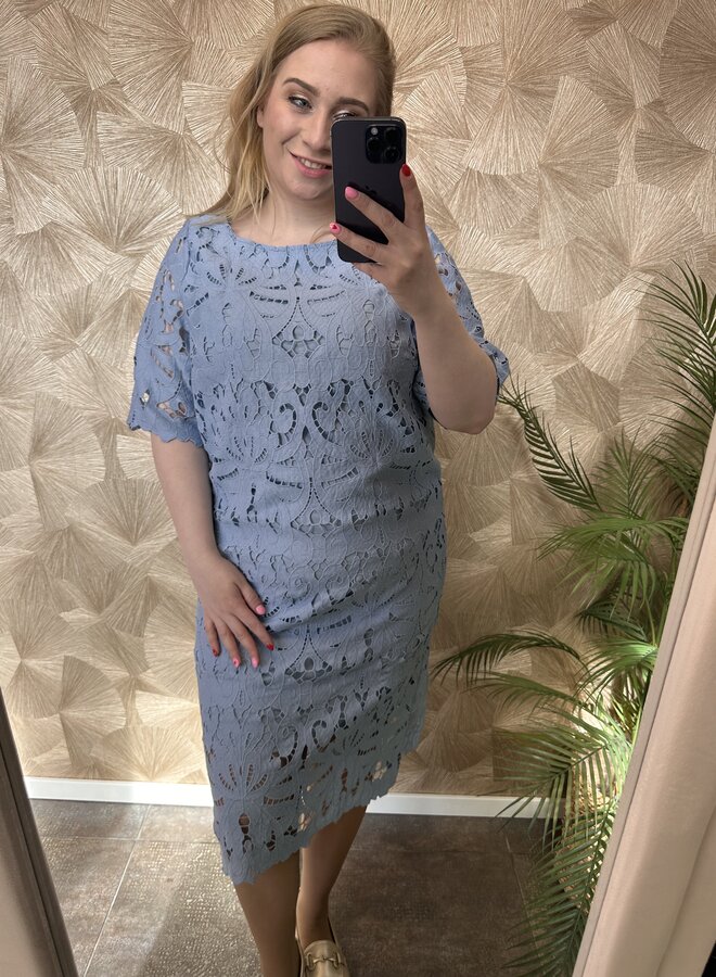 CARGELINA 2/4 O-NECK BLK DRESS WVN Faded Denim