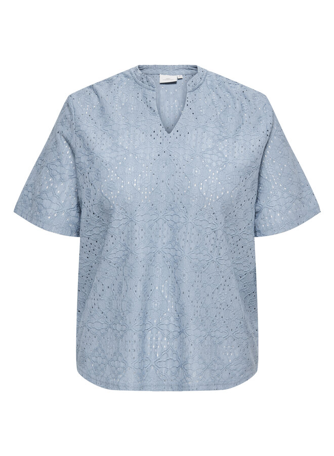 CARHELLEN S/S V-NECK BLOUSE JRS Faded Denim