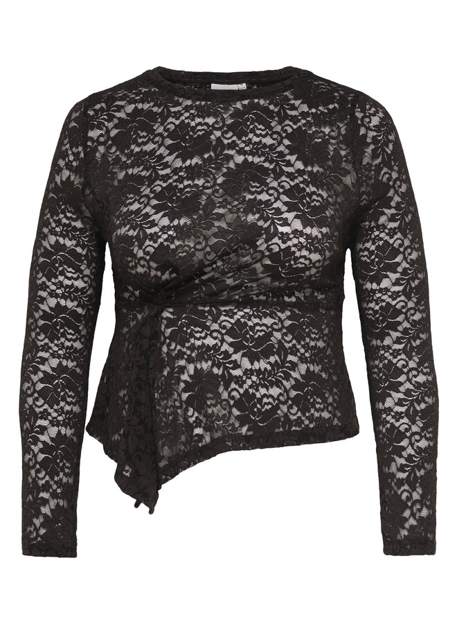 CARBEAUTY L/S LACE TOP JRS Black Coffee