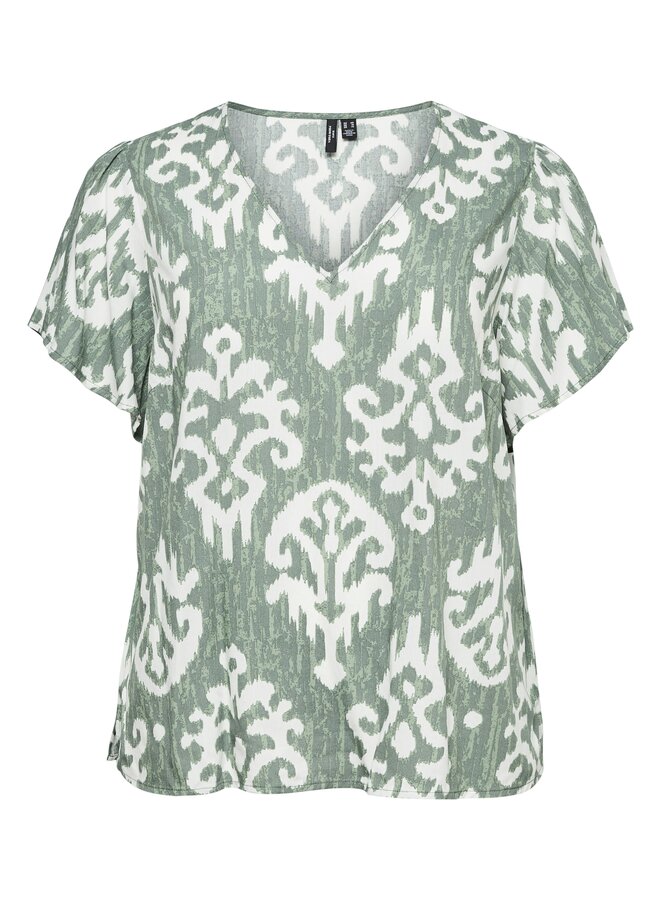 VMCEASY JOY V-NECK SS BLOUSE WVN GA CUR Laurel Wreath/Dara