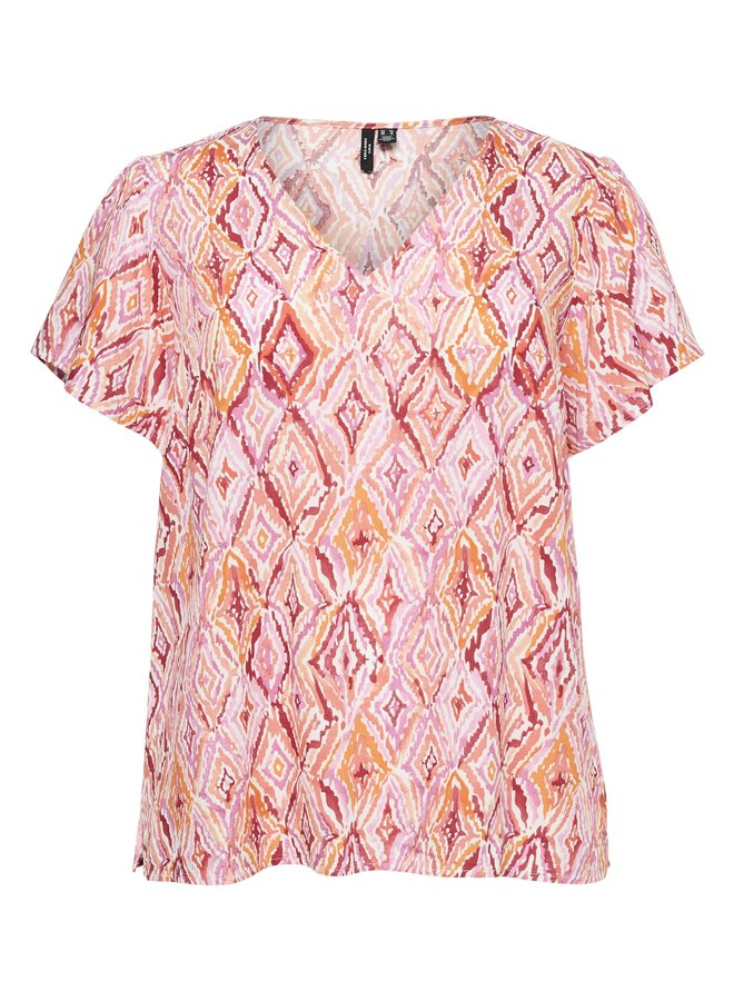 VMCEASY JOY V-NECK SS BLOUSE WVN GA CUR Snow White/Dina