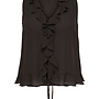 CARMONET S/L FLOWY V-NECK RUFFLE TOP WVN Chocolate Martini