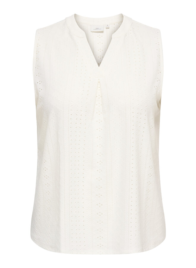 CARSANDRA S/L V-NECK TOP JRS Cloud Dancer/Fie Jacqua