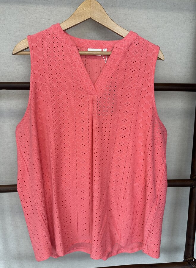 CARSANDRA S/L V-NECK TOP JRS Sugar Coral/Fie Jacqua