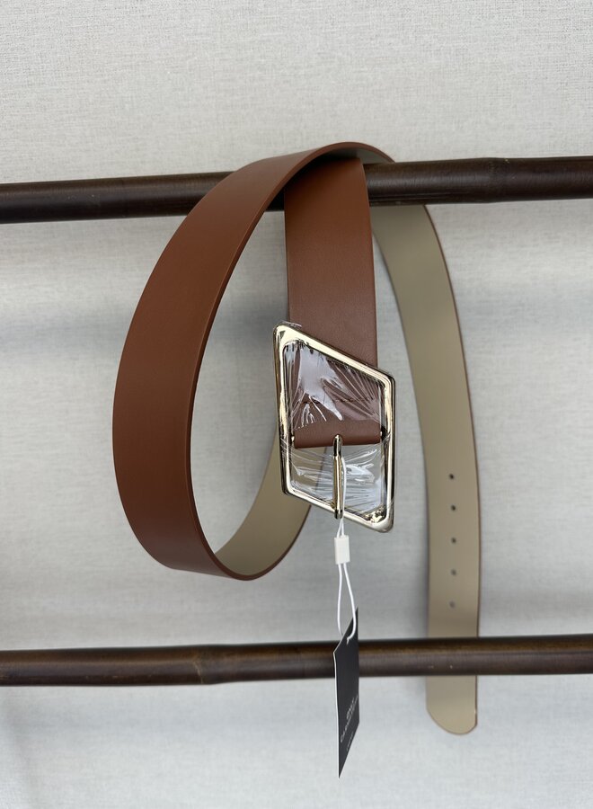 CARERIN STATEMENT WIDE JEANS BELT ACC Cognac/LIGHT GOLD