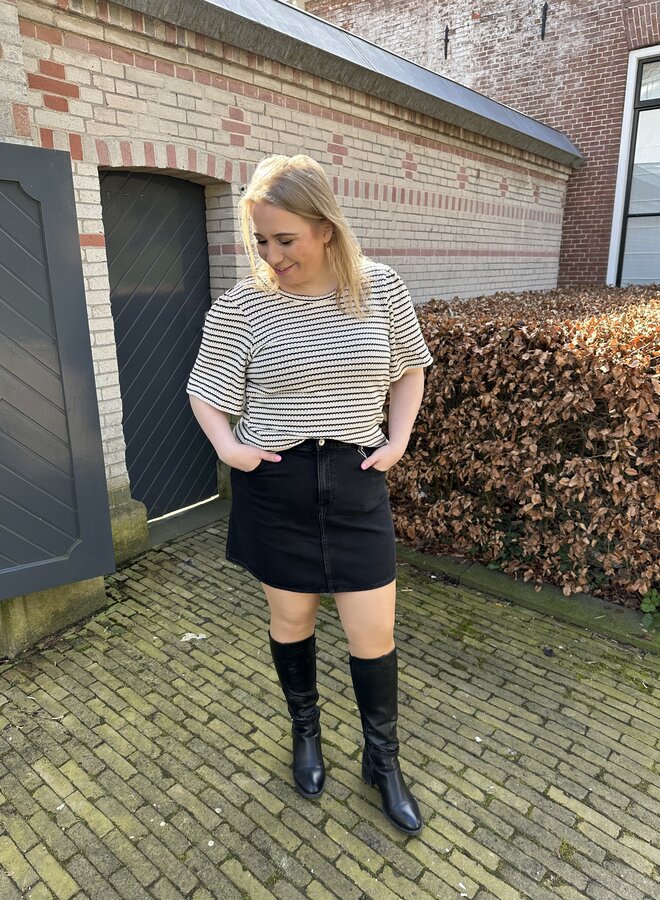 VMCOHIA 2/4 O-NECK TOP JRS CUR Birch/BLACK