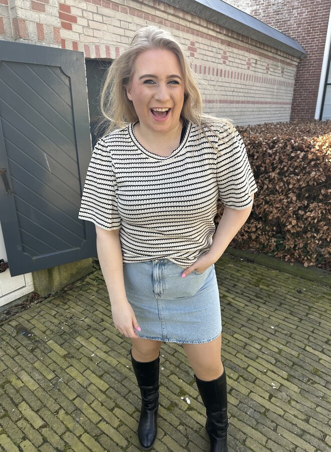 VMCOHIA 2/4 O-NECK TOP JRS CUR Birch/BLACK