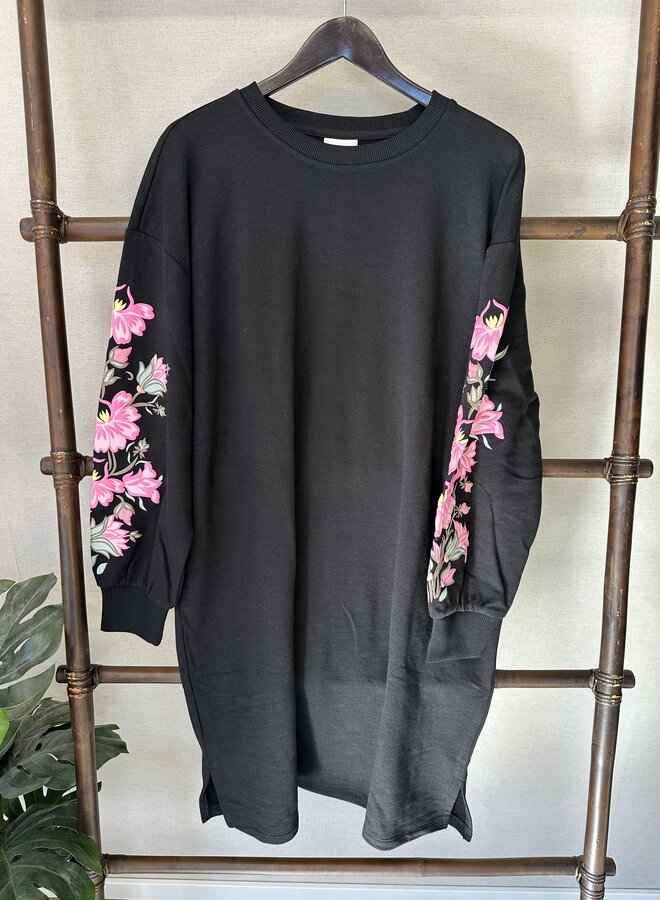 CARBELLIS O-NECK ABK SWT DRESS JRS Black/Floral