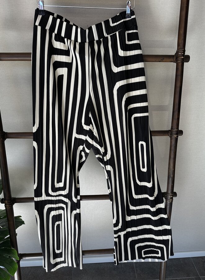 CARRAVENNA PLISSE AOP PANT JRS NOOS Black/Oatmeal Gr