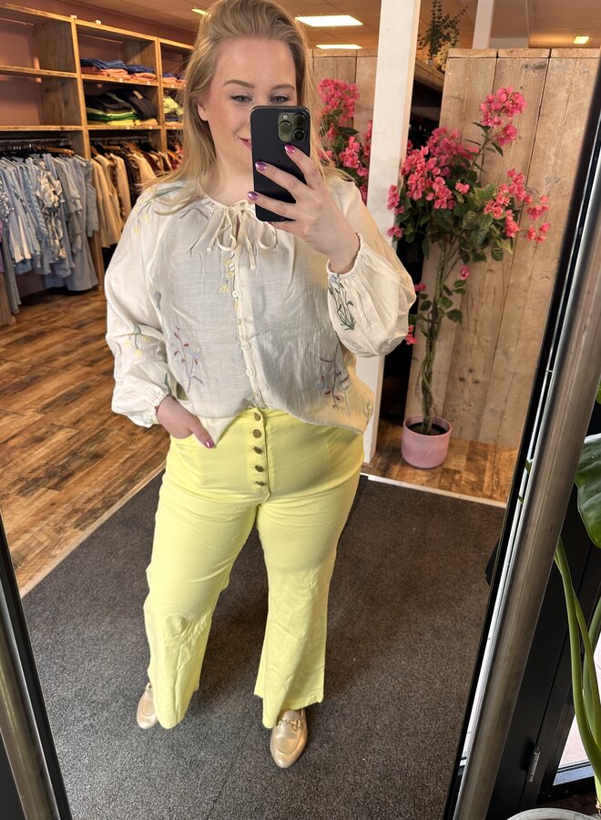 VMCLINA LS EMB TOP WVN CUR Snow White/Colorful