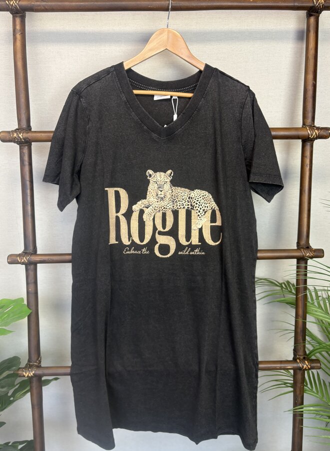 CARMILLE S/S V-NECK ABK DRESS JRS Black/ROGUE