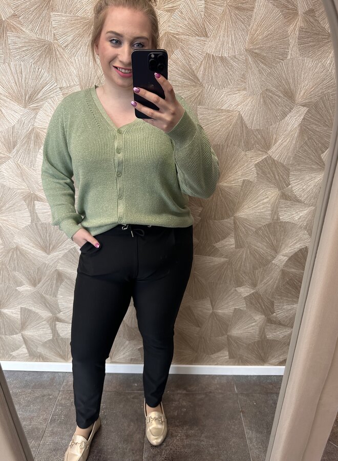 VMCNEWLEX SHINE LS SHORT V-NECK CAR CUR Mistletoe/W. SILVER