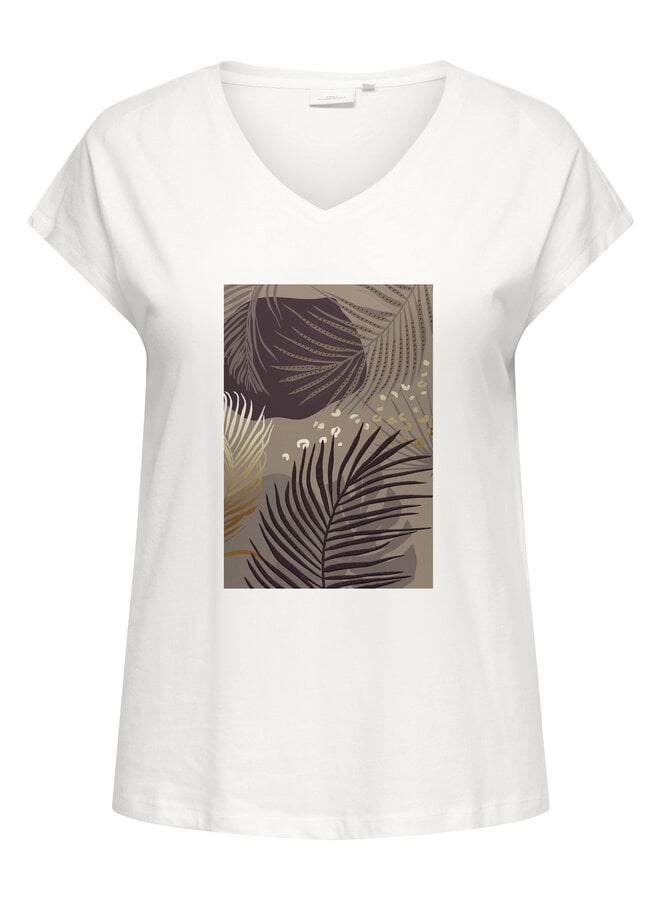 CARCARINA S/S CAPSL V-NECK TEE JRS Cloud dancer/Palm