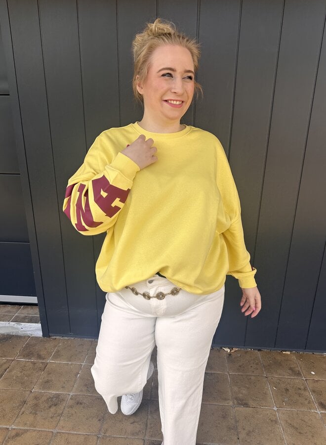 PCFANNY LS O-NECK OVERSIZED SWEAT JRS QX Lemon Drop/BARCELONA