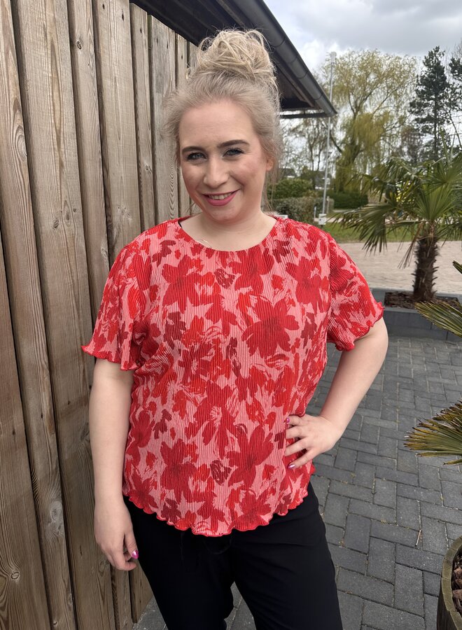 PCFLORA SS O-NECK TOP JRS BC QX Adrenaline Rush/Red tone f