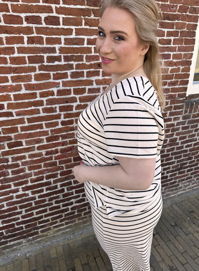 CARJANA S/S MIX SWEAT TOP JRS Cloud Dancer/Black