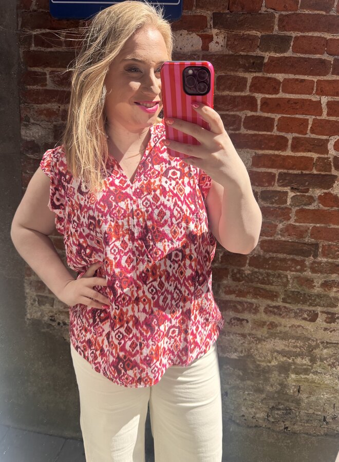 CARHAVANA S/L TOP AOP Fuchsia Purple/SUMMER GEO
