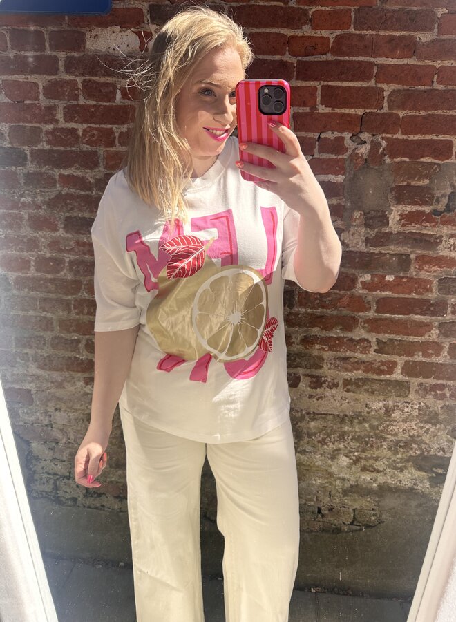 CARKOURTNEY  SS O-NECK TEE JRS Cloud dancer/Lemon
