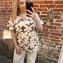 VMCDICTHE SS V-NECK TOP WVN GA CUR Laurel Wreath/Loa
