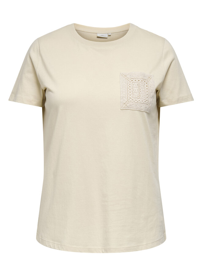 CARENJA S/S O-NECK POCKET TOP JRS Birch/Ena croche