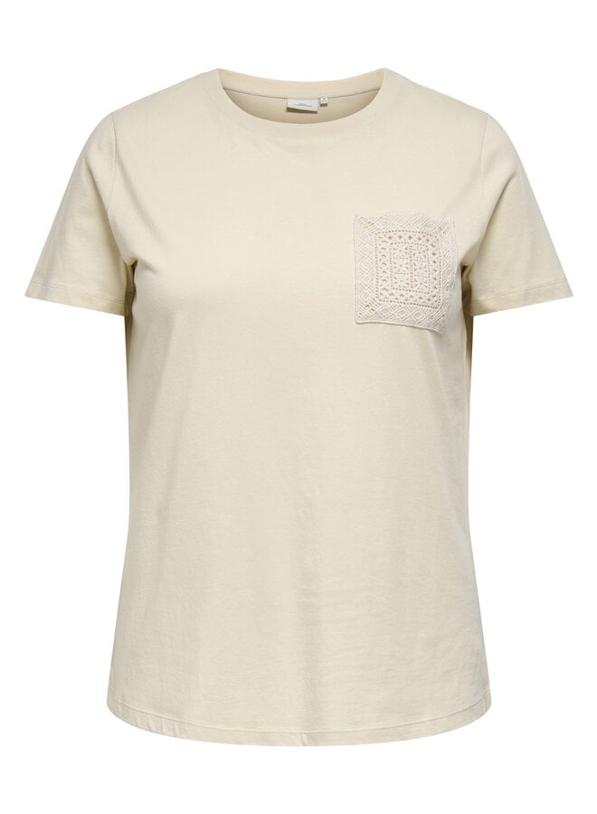CARENJA S/S O-NECK POCKET TOP JRS Birch/Ena croche