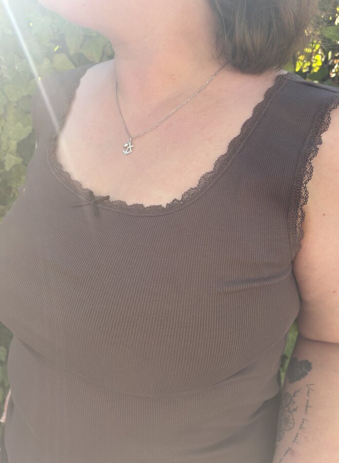 CARFENJA LACE TANK TOP JRS Chocolate Martini