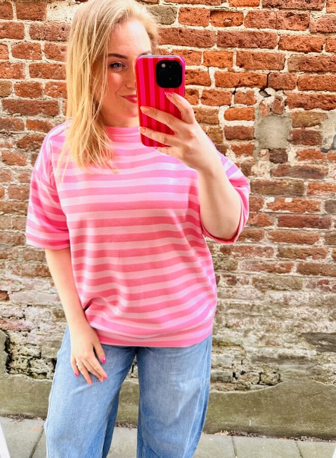 Shirt streep roze