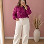 PCNEA LS LACE TOP WVN FSY PP Dark Purple