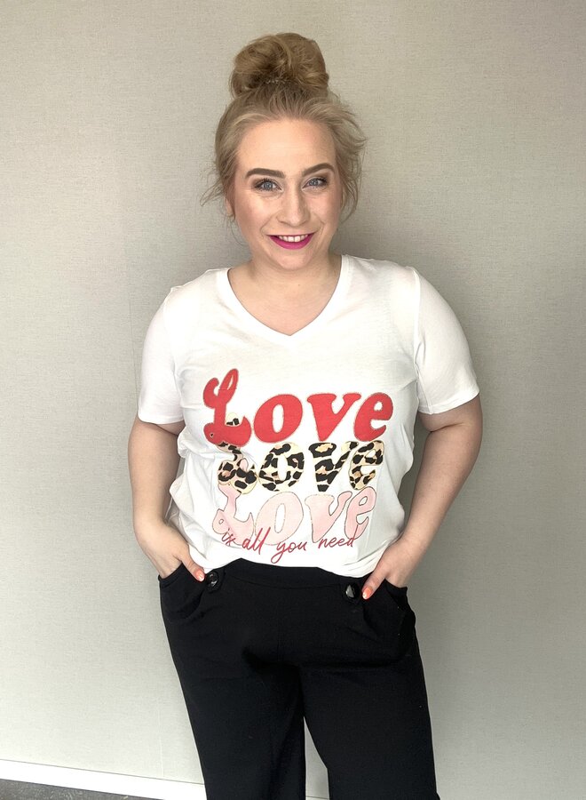 CARMAEBELL S/S V-NECK REG TEE JRS Cloud Dancer/New love