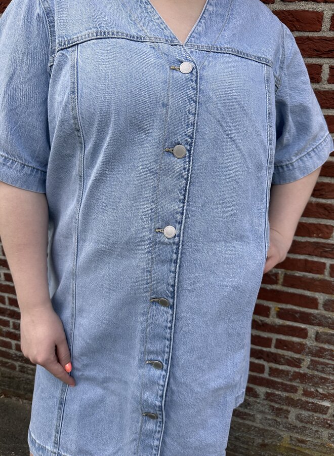 VMCFONDA 2/4 ABK V-NECK DNM DRESS M CUR Light Blue Denim