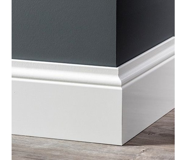 MDF Plint Romantisch Gelakt RAL 9010 Vochtwerend MDF Plint Romantisch Gelakt RAL 9010 Vochtwerend