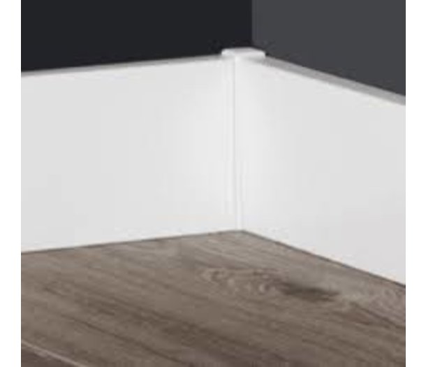 Hoek/eindstuk t.b.v. MDF Plint RAL 9010 70x12 Vochtwerend Hoek/eindstuk t.b.v. MDF Plint RAL 9010 70x12 Vochtwerend