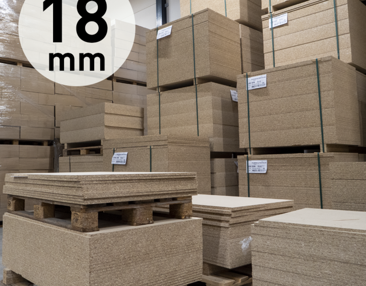 Spaanplaat ondervloer platen 18 mm. (geschuurd) Spaanplaat ondervloer platen 18 mm. (geschuurd)