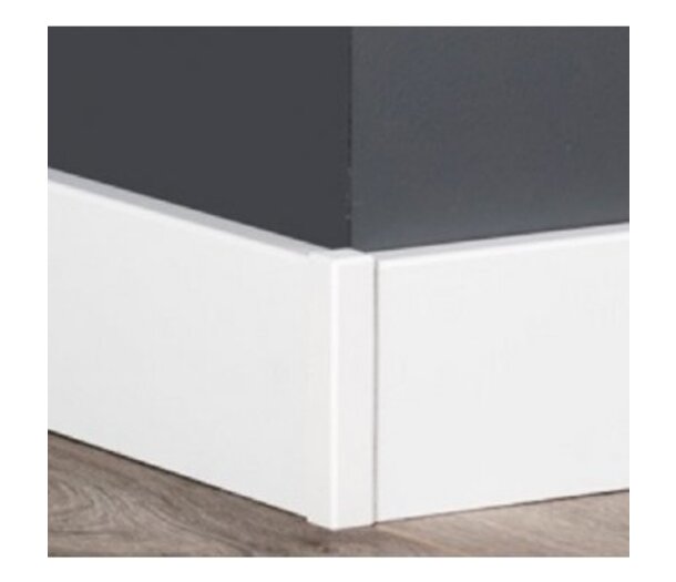 Hoek/eindstuk t.b.v. MDF Plint RAL 9016 70x9 Vochtwerend Hoek/eindstuk t.b.v. MDF Plint RAL 9016 70x9 Vochtwerend