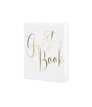 PartyDeco Gastenboek wit met gouden letters | 22 pagina's | 20 x 24 cm