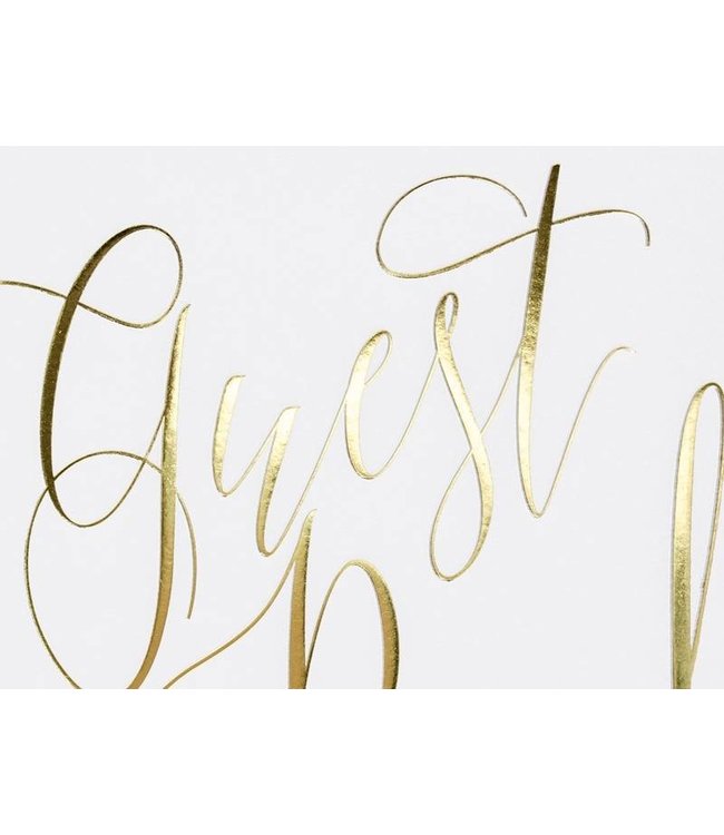 Gastenboek wit met gouden letters 22 pagina's