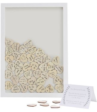 Ginger Ray Gastenboek Houten lijst met 70 houten hartjes | 40 x 30cm