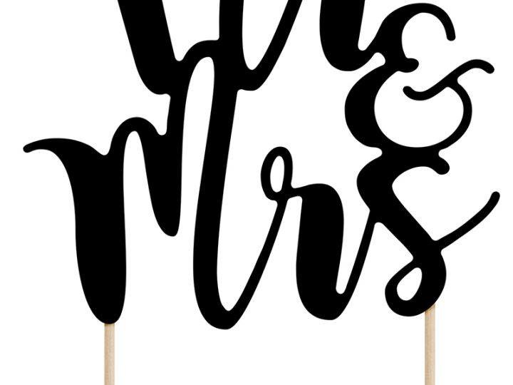 Bruidstaart taarttopper Mr & Mrs | Zwart