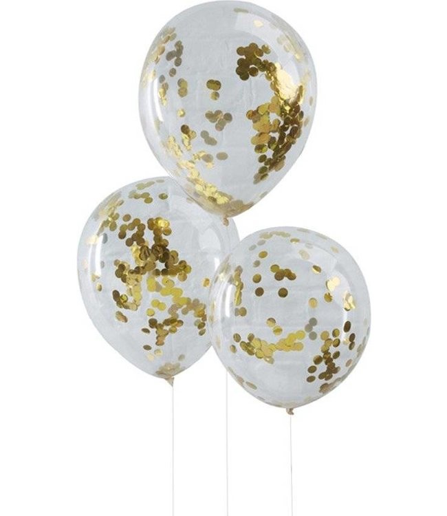 Confettiballonnen goud - 5 stuks