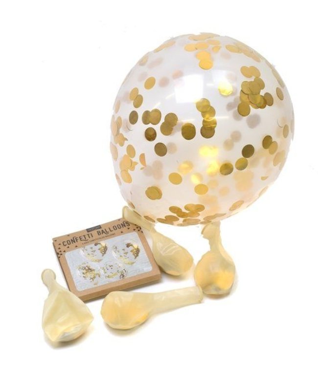 Confettiballonnen goud - 5 stuks
